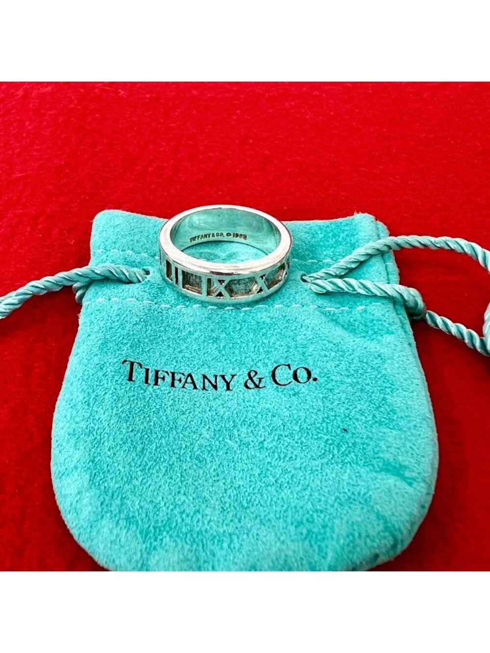 Tiffany & Co With Bag Vintage Atlas Ring 925 Sterling Silver No 13